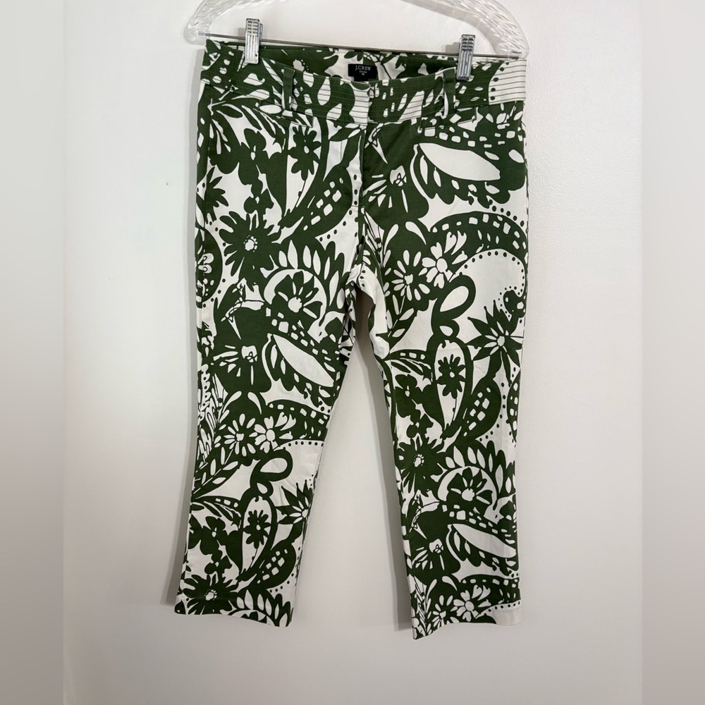 J. Crew Green and White Casual Cropped Pants Size 8